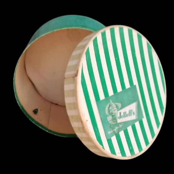 Vintage Jelleff's Washington, DC Cardboard Hat Green & Cream Box - Picture 1 of 11